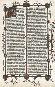 ウィクリフが1400年頃に英訳した聖マルコによる福音書のページのコピー（印刷物） 作： 学校英語