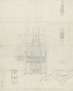 リッチフィールド大聖堂の内部-レレドスから祭壇へ：ペン画、nd [c 1780]（描画）