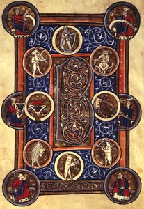 Lansdowne 420 fol.12v Psalm I イニシャル 