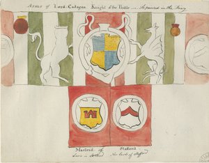 リッチフィールド-カドガン伯爵の腕（金曜日）：水彩画、nd [？18世紀後半]（絵画） 作： School English