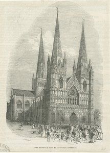 リッチフィールド大聖堂-ウェストフロント：木版画、nd [1843]（印刷） 作： School English