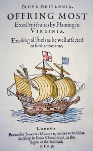 1609年に発行されたアメリカ・バージニア州への入植を勧めるパンフレット（カラーリトグラフ 作： School English