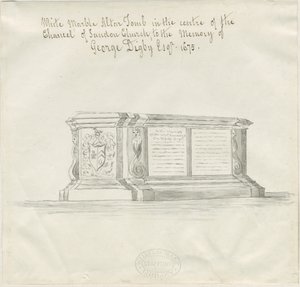 サンドン教会-ジョージ・ディグビーの墓：セピア色の水彩画、ND [?18世紀] (図面) 作： School English