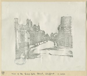 Stafford - Greengate Street: woodcut engraving, nd [c 1880] (print) 作： 学校英語