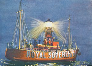 英国ビーチーヘッド沖に停泊中のRoyal Sovereign Lightship(カラーリトグラフ)