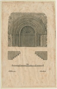 タットベリー修道院教会-西戸口：木版画、nd [？19世紀初頭]（印刷） 作： School English