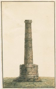 ウォルヴァーハンプトン-聖ペテロ教会の墓地にあるサクソンの柱：水彩画、nd [？18世紀後半]（絵画） 作： School English