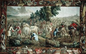 町の外で小枝を集める人を描いた二重タペストリー、ブリュッセルのワークショップ (タペストリー)