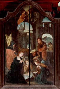 キリスト降誕のトリプティク」中央パネル（木に油彩 作： School Flemish