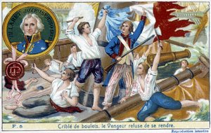 メダリオンに代表されるヴィラレ提督（1750-1812）は、1794年にオーエッサンの海戦をイギリスのハウに届けています。 作： School French