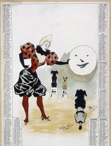サーカス：学習した犬たち - カレンダー、アーツ・デコ 作： School French