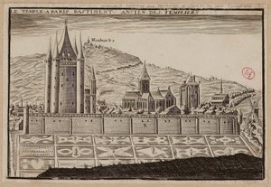 パリの神殿、テンプル騎士団の古代建築物（エングレービング 作： School French