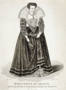 アンリ4世の最初の妻であるナバラの女王、マーガレット・オブ・ヴァロワ（マーゴット女王（1553-1615））の肖像。 作： School French