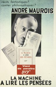 アンドレ・モーロワの小説「La Machine a Lire les Pensees」の宣伝ポスター 作： School French