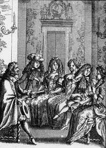 Jean Baptiste Poquelin dit Moliere（1622-1673）の戯曲「女性の学校の批評」（1663年）の一場面を表現したもの。