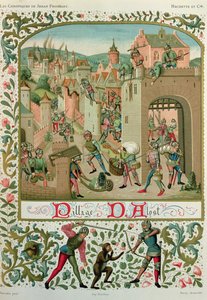 ジャン・ド・フロワサール（c.1337-c.1405）による「年代記」の写本からの1380年のゲントの住民によるアールストとグラモンの袋（ファクシミリ版） 作： School French