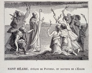 367年に亡くなったポワチエのイヴクであり、教会の博士である聖ヒレール。 作： School French
