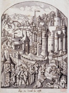 1375年、Derval（ブルターニュ）の包囲。 作： School French