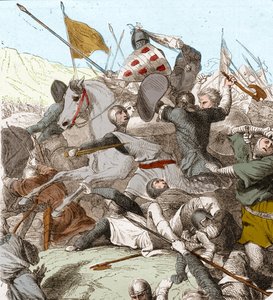 1187年7月4日 ハッティンの戦い（カラーリトグラフ 作： School French