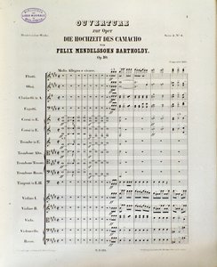フェリックス・メンデルスゾーン作曲「カマチョの結婚」の楽譜（リトグラフ 作： School German