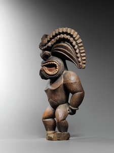 戦争の神を表すハワイアンフィギュア、コナスタイル、ku ka&39;ili moku、c.1780-1820（木） 作： School Hawaiian