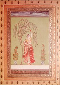 木の下の女」（紙にガッシュ） 作： School Indian