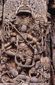 アンダハカスラを殺すシヴァ神の彫刻（石材） 作： School Indian