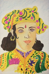 アショーカ皇帝（水彩） 作： School Indian