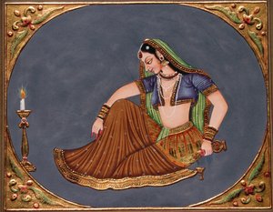 飲み物を楽しむ女性 ミニチュア ペーパーペインティング 作： School Indian