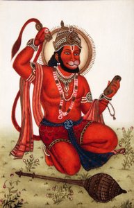 ハヌマーン神象牙細密画 作： School Indian