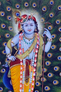 バル クリシュナの細密画 作： School Indian