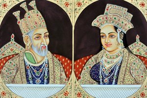 ジーナート・マハルとバドゥル・シャー・ザーファーの細密画 インド アジア 作： School Indian