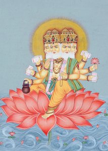 ブラフマー神の細密画 作： School Indian