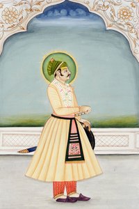 ジャイプールのマハラジャ・キシャン・シンの細密画 作： School Indian