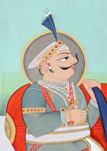 マハラジャ・プリトヴィーラージ・チャウハーン・アジュメールの細密画 作： School Indian