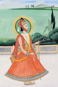 ジャイプール、マハラジャ・サワイ・ジャイ・シン3世の細密画 作： School Indian