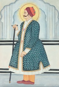 ジャイプールのマハラジャ・サワイ・ジャイ・シン2世の細密画 作： School Indian