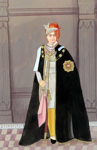 ジャイプール、マハラジャ・サワイ・マンシン2世の細密画 作： School Indian