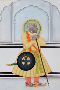 ジャイプールのミルザ・ラジャ・マン・シンの細密画 作： School Indian