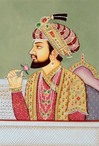 ムガル皇帝シャー・ジャハーンの細密画 作： School Indian