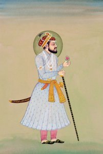 ムガル皇帝シャー・ジャハーンの細密画 作： School Indian