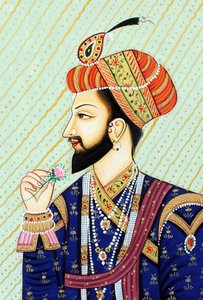 ムガル皇帝シャー・ジャハーンの細密画 作： School Indian