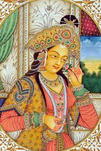 ムガール王妃ムムタージの細密画 インド・アジア 作： School Indian
