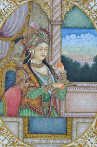 ムグル・ヌルジャハーン王妃の細密画 インド・アジア 作： School Indian