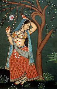 若い女性の細密画 作： School Indian