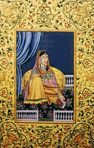ムガール帝国の女帝の細密画 作： School Indian