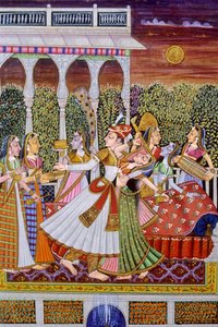 ムガール王と王妃のミニチュア絵画 作： School Indian