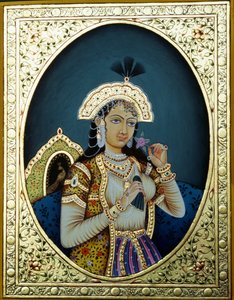 ムガール王女ムムターズ・マハル 紙本小品絵画 作： School Indian