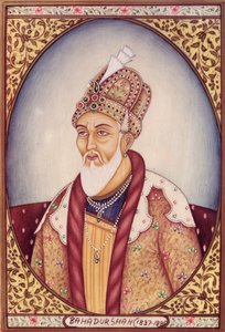 バハードゥル・シャー2世（1775-1862）の肖像 作： School Indian
