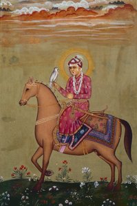 ジャハーンギール帝（1569-1627）の肖像（紙にグワッシュ） 作： School Indian